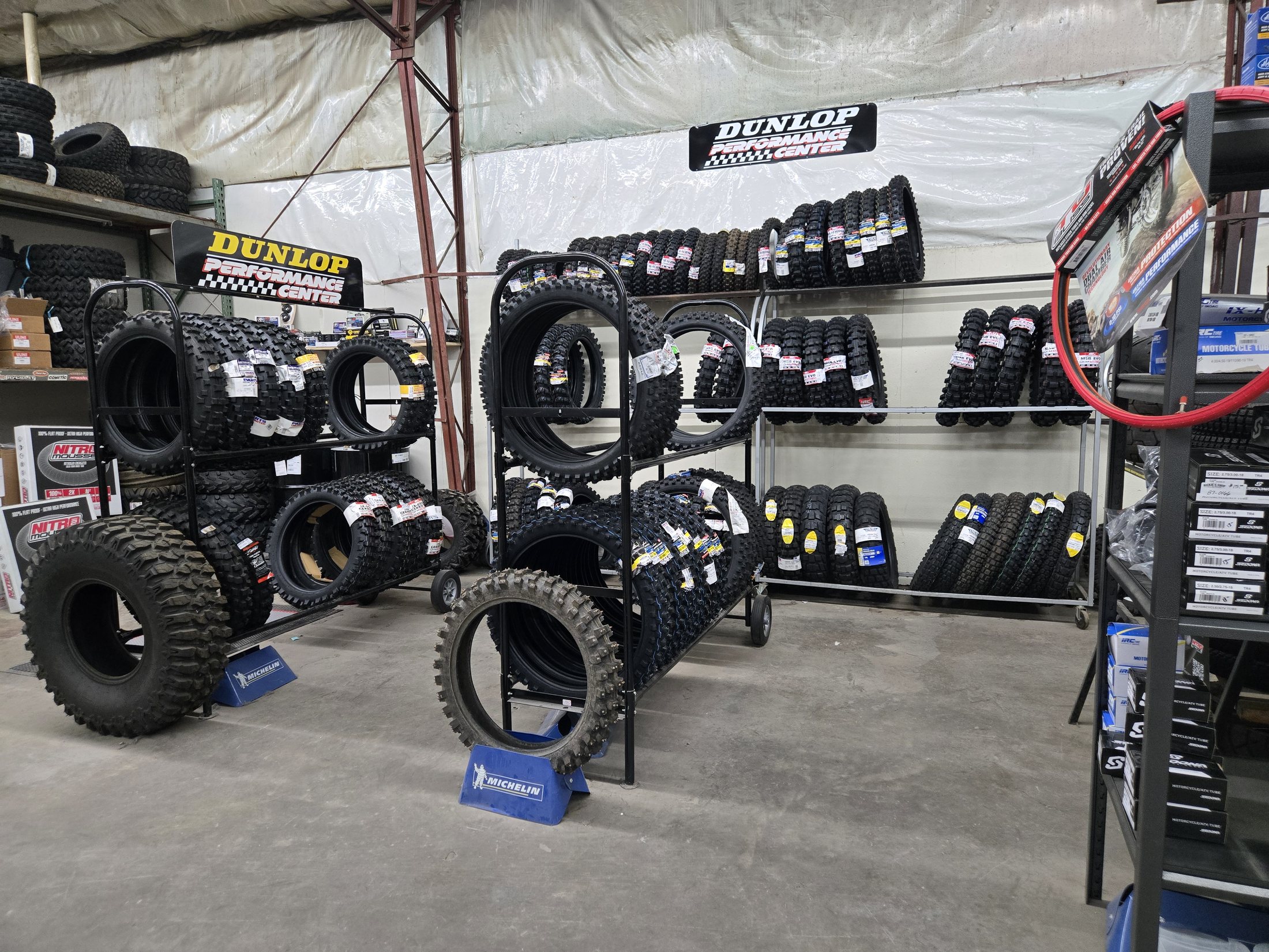 Another angle of the tire display at Rickie's Shop